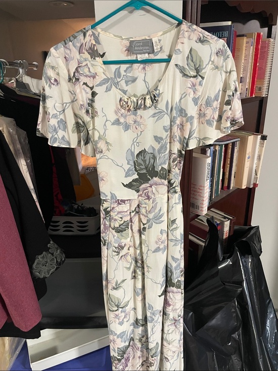 Carol anderson Pants - Carol Anderson Cream Floral Short-Sleeve Jumpsuit